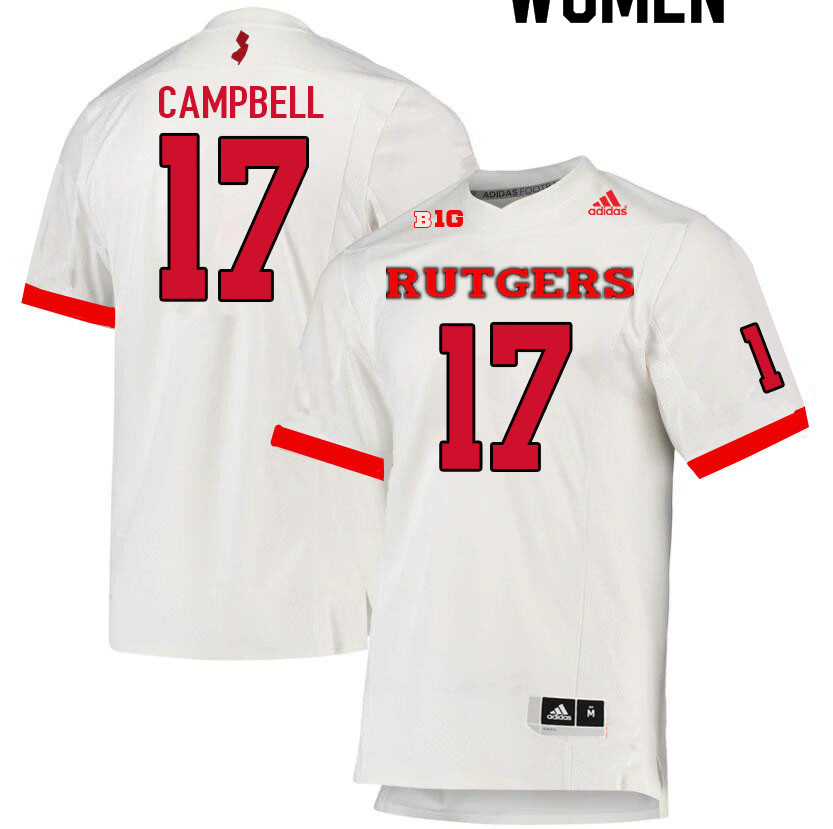 Women #17 Jameer Campbell Rutgers Scarlet Knights College Football Jerseys Sale-White - Click Image to Close